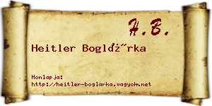 Heitler Boglárka névjegykártya